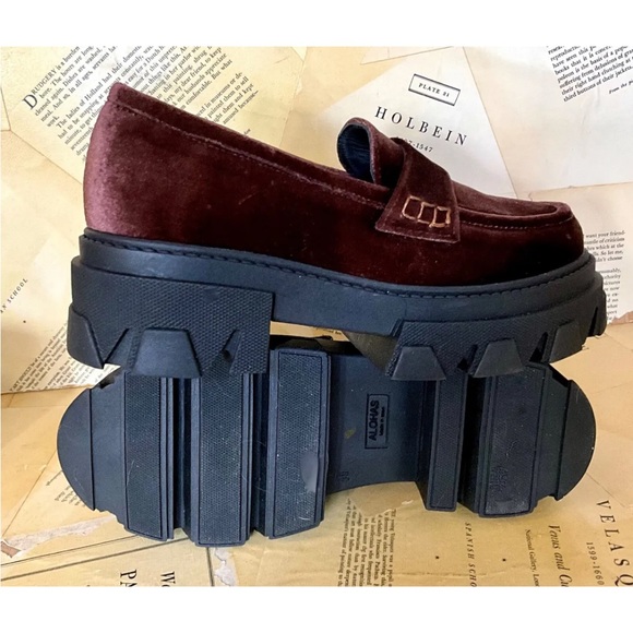 Free People Alohas Trailblazer Velvet Platform Loafer Lug Sole Brown - Picture 9 of 9